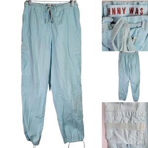 Johnny Was Pants Blue Cargo Pocket Drawstring Women's Medium Cotton
